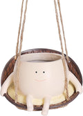 bestbear Hanging Swing Chair Planter Pot Resin Smiley Face Planter for Indoor Outdoor Plant Cute Head Flower Pots for String of Pearls Plant Live Unique IdeaI for Mother Day, Christmas (Large)