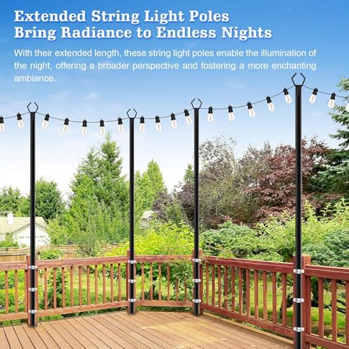 SINLEY 10 Pack String Light Poles,10 Ft Metal Poles with Fork for Outdoor String Lights,Outdoor Light Poles with Fork,Poles/Post/Stand for Outside,Patio,Deck,Backyard,Garden Wedding,Party - style: 10 Pack String Light Pole