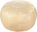 Decorative Pouf Foot Stool Round Unstuffed Leather Ottoman Cushion Storage seat or for Resting Your Feet on, Floor Chair Foot Living Room Bedroom Kids Room and Wedding (Chocolate)
