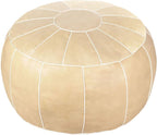Decorative Pouf Foot Stool Round Unstuffed Leather Ottoman Cushion Storage seat or for Resting Your Feet on, Floor Chair Foot Living Room Bedroom Kids Room and Wedding (Chocolate)