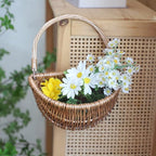 Wall Hanging Basket, Woven Wicker Decorative Plants Flowers Basket for Porch Garden Farmhouse Kitchen (Semiround)