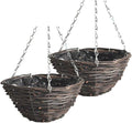 Rattan Hanging Basket for Plants Seagrass Hanging Planters Indoor Outdoor Plant Flower Hanging Pots Woven Straw Planter Ceiling Flower Pots for Decoration 2pcs