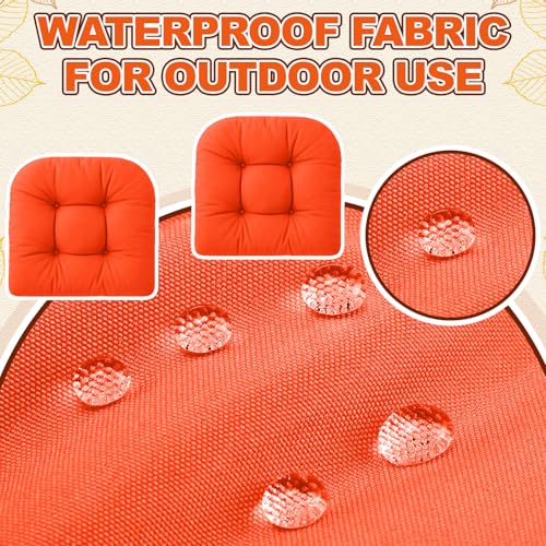 Barydat 3 Pack Wicker Furniture Cushions Waterproof Outdoor/Indoor Tufted Wicker Chair Cushions 1 Loveseat and 2 U-Shape Rattan Chairs for Patio Furniture, Rattan Love Seat, Bench (Orange) - color: Orange