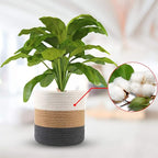 Woven Cotton Rope Plant Basket for Flower Pot Indoor Planters, 8" x 8" Jute Foldable Storage Basket Organizer Modern Decor Household Laundry Basket
