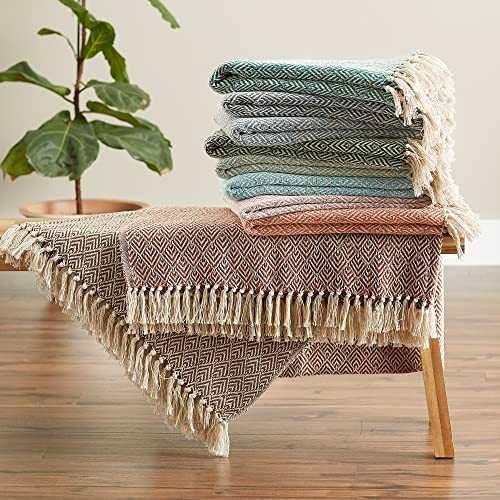 DII Diamond Throw Collection Cotton Woven, 50x60, Cinnamon - color: Cinnamon
