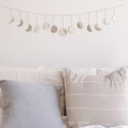 BASE ROOTS Moon Phase Wall Decor, Silver Wall Decor for Bedroom & Living Room, Bohemian Wall Decor, Handmade Hammered Metal 36" 13 Phases Moon Wall Decor, Celestial Wall Art, Gift for Women & Kids