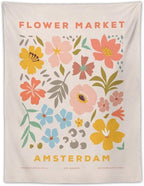 Chordity Danish Pastel Botanical Flower Market Aesthetic Floral Plants Tapestries Wall Hanging Tapestry Decorative Flag For Home Decor Living Room College Dorm Bedroom Banner Poster 30*40 Inch