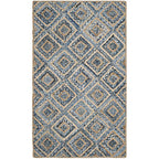 SAFAVIEH Cape Cod Collection Accent Rug - 3' x 5', Natural & Blue, Handmade Flat Weave Diamond Braided Jute & Denim, Ideal for High Traffic Areas in Entryway, Living Room, Bedroom (CAP354A) - color: Natural/Blue, size: 3' x 5' (Rectangular)