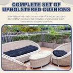Barydat 3 Pack Wicker Furniture Cushions Waterproof Outdoor/Indoor Tufted Wicker Chair Cushions 1 Loveseat and 2 U-Shape Rattan Chairs for Patio Furniture, Rattan Love Seat, Bench(Navy Blue) - color: Navy Blue
