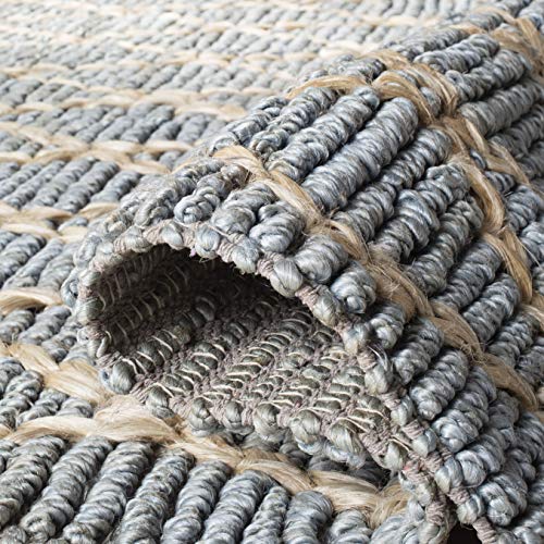 SAFAVIEH Natural Fiber Collection Runner Rug - 2'6" x 8', Light Blue, Handmade Boho Moroccan Trellis Jute, Ideal for High Traffic Areas in Living Room, Bedroom (NF951L)