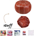 Decorative Pouf Foot Stool Round Unstuffed Leather Ottoman Cushion Storage seat or for Resting Your Feet on, Floor Chair Foot Living Room Bedroom Kids Room and Wedding (Rust)