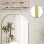 Koonmi Full Length Mirror, 56"x21" Mirror Full Length with Stand, Gold Domed Top Square-Edged Floor Mirror with Aluminum Alloy Frame for Bedroom Living Room