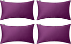 Thmyo 4-Pack 100% Cotton Lumbar Comfortable Solid Decorative Throw Pillow Case Rectangle Cushion Cover Pillowcase DIY Throw Pillowcase(12x20inch/30x50cm,Dark Reddish Purple)