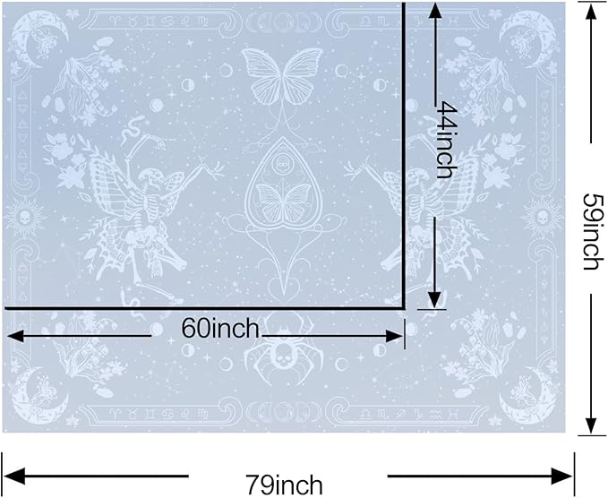 KJHL Skull Butterfly Floral Tapestry Black and White Gothic Skeleton Tapestry Wall Hanging Decor Pink Constellation Witchy Tapestries Aesthetic for Bedroom Living Room(59ʺ x 79ʺ)