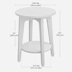 VASAGLE MAEZO Collection - Side Table, 2-Tier Small Round End Table, Nightstand with Tapered Legs, Curved Transitions, for Small Spaces, Living Room, Bedroom, Cloud White ULET283T14 | Lower Shelf, Small Spaces, Living Room, Bedroom