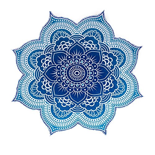 Popular Handicrafts Round Tapestry Wall Hanging Hippie Mandala Bohemian Hippy Intricate Indian Tapestries Bedspread 70 Inches,(183cm) Turqouise