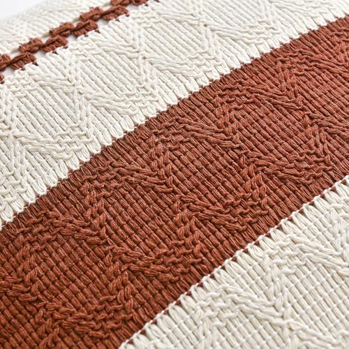 Fancy Homi Set of 2 Rust Boho Decorative Throw Pillow Covers 16x16 Inch for Couch Bed Sofa, Aesthetic Modern Organic Fall Room Decor, Soft Cotton Cute Terracotta Textured Farmhouse Cushion Case - color: Rust, size: 16" x 16" (Pack of 2)