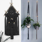 Tenn Well Black Macrame Cord, 165 Feet 5mm Wide Braided Cotton Rope for Macrame Plant Hangers, Wall Hangings, DIY Crafts, Halloween Decor