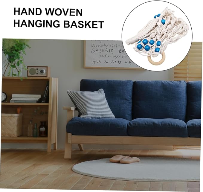 BESPORTBLE 1Pc Hand Woven Decorative Hanging Plant Basket Bohemian Rope Flower Holder for Home Decor for Balcony and Room Sturdy Durable Design