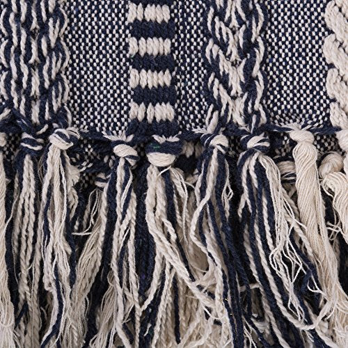 DII Braided Striped Decorative Throw Blanket, 50x60, Navy - color: Navy
