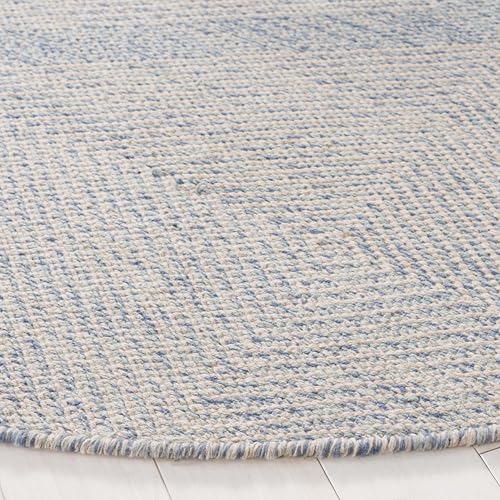 SAFAVIEH Montauk Collection 4' Round Light Blue MTK821B Handmade Cotton Entryway Foyer Living Room Bedroom Kitchen Area Rug - color: Light Blue, size: 4' (Round)