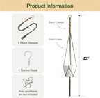 Macrame Plant Hanger Polyester Rope 42 Inch Outdoor Indoor Adjustable Hanging Planter for up to 10 Inch Plant Pot Modern Boho Home Decor (1, Forest Green/Burnt Orange)