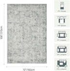 6x9 Area Rugs for Living Room Bedroom, Large Washable Rug, Grey Vintage Abstract Boho Rug, Non Slip & Low Pile Faux Wool Carpet for Indoor Dining Room, Farmhouse and Kids Room(Grey 6x9ft)