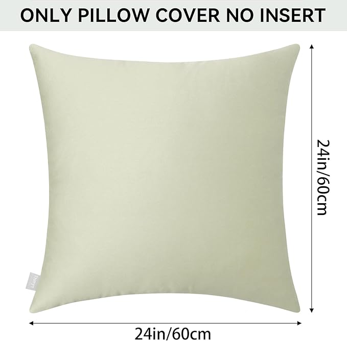 Thmyo 4-Pack 100% Cotton Comfortable Solid Decorative Throw Pillow Case Square Cushion Cover Pillowcase Sublimation Blank Pillow Covers DIY Throw Pillowcase for Sofa Bedroom(24x24 inch/ 60x60cm,Beige)