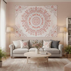Accnicc Pink Floral Mandala Tapestry Wall Hanging Boho Medallion Tapestry Aesthetic Watercolor Flower Cute Large Tapestries for Bedroom Living Room Dorm Decor 80 x 60 Inch