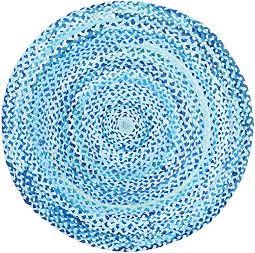 SAFAVIEH Braided Collection Area Rug - 3' x 5' Oval, Turquoise, Handmade Country Farmhouse Reversible Cotton, Ideal for High Traffic Areas in Living Room, Bedroom (BRD452K) - color: Turquoise, size: 3' x 5' (Oval)