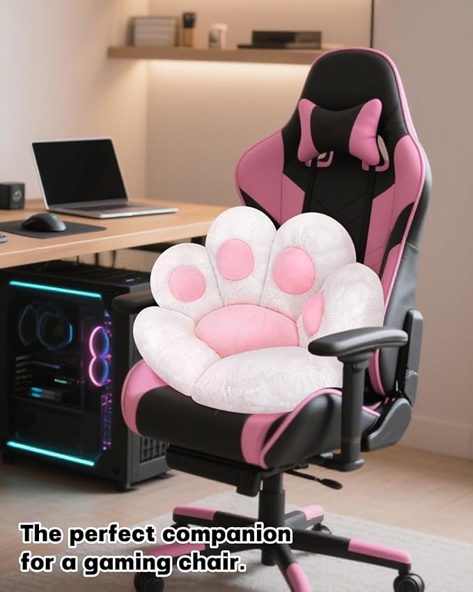 MOONBEEKI Cat Paw Cushion Chair Comfy Kawaii Plush Seat Cushions Shape Lazy Pillow for Gamer Chair 28"x 24" Cozy Floor Cute Seat Kawaii for Girl Worker Gift, Dining Room Bedroom Decorate （White）