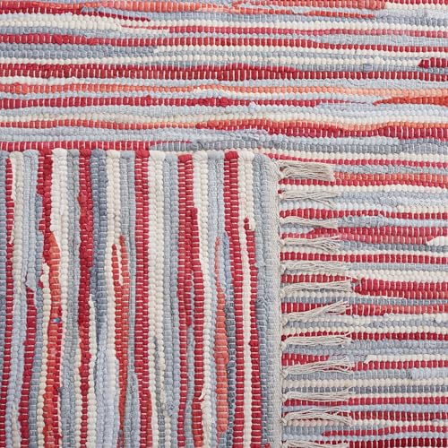 SAFAVIEH Rag Rug Collection Accent Rug - 3' x 5', Red & Multi, Handmade Boho Stripe Cotton, Ideal for High Traffic Areas in Entryway, Living Room, Bedroom (RAR129R) - color: Red/Multi, size: 3' x 5' (Rectangular)