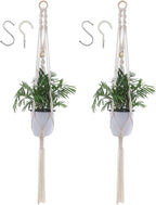 2Pcs 40inch Macrame Plant Hanger with 4 Hooks,Indoor Outdoor Hanging Planter for Plants Holder, Boho Home Decor Ivory