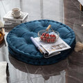 Round Pillow Chair Pad Thickened Seat with Carrying Handle, Velvet Tatami Cushion Indoor Outdoor Pad for Yoga Living Room Sofa Balcony Outdoor, Home Office Patio Dining Chairs(Dark Blue-24in)
