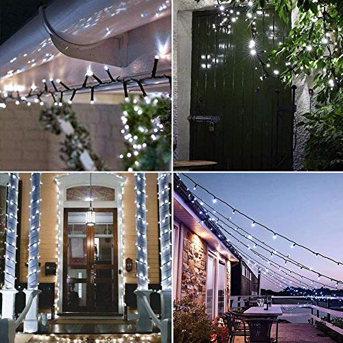 Hopolon String Lights Indoor Outdoor, 33 FT 100 LED Connectable Green Wire Twinkle Fairy Lights, Plug in Christmas Light Waterproof for Wedding Party Patio Spring Decor (Cool White) - color: Cool White, size: 100 LED