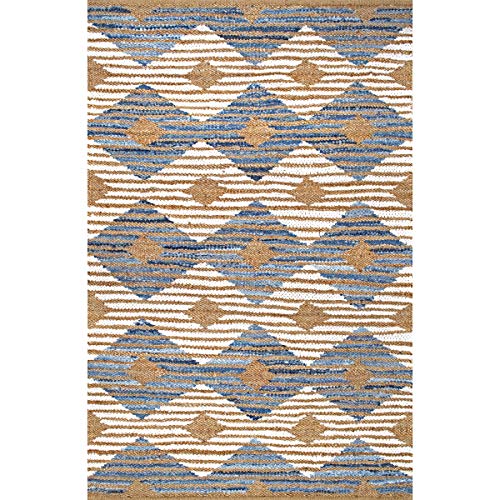 nuLOOM Hand Braided Marla Denim And Jute Diamonds Area Rug, 5x8, Off-white - color: Marla Off-white, size: 5' x 8' (Rectangular)