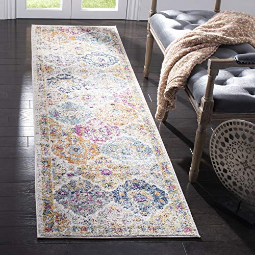 SAFAVIEH Madison Collection Runner Rug - 2'3" x 6', Cream & Multi, Boho Chic Distressed Design, Non-Shedding & Easy Care, Ideal for High Traffic Areas in Living Room, Bedroom (MAD611B) - color: Cream/Multi, size: 2'3" x 6' (Runner)