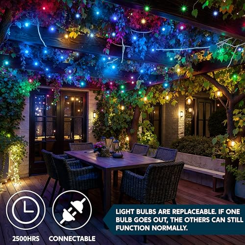 Joiedomi Christmas Lights Outdoor,100 Count Blue Christmas Tree Lights Indoor,21.4ft String Xmas Decorations for Dorm Classroom Bedroom Holiday Wedding Party,White Wire - color: Blue, size: 100ct