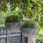 LA JOLIE MUSE Large Hanging Planters for Outdoor Plants - 13 Inch Hanging Flower Pots with Drainage Holes, Set of 2, Rock Grey - color: Concrete Gray