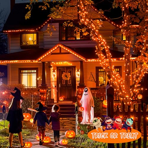 JMEXSUSS 2 Pack Solar String Lights Outdoor Waterproof, Total 400 LED 151FT Solar Christmas Lights Outdoor, 8 Modes Christmas Light for Outside Patio Yard Tree Decorations, Orange - color: Orange, size: 200LED*2