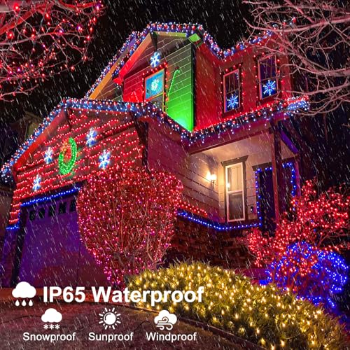 2 Pack Christmas Lights Outdoor, Total 200FT 600LED String Lights for Outside Waterproof with 8 Modes, Connectable Plug In Fairy Lights for Indoor Room Patio Yard Garden Party Decorations, Red - color: Red, size: 200FT 600LED
