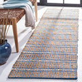 SAFAVIEH Natural Fiber Collection Runner Rug - 2'3" x 8', Blue & Natural, Handmade Boho Stripe Farmhouse Rustic Jute & Cotton Jute, Ideal for High Traffic Areas in Living Room, Bedroom (NFB656M) - color: Blue/Natural, size: 2'3" x 8' (Runner)