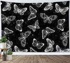HVEST Butterfly Wall Hanging - Space Tapestry for Bedroom & Living Room, 59W x 51H inches - color: Black, size: 51"L x 59"W