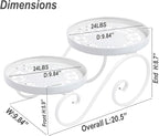 2 Tier White Plant Stand, Metal Flower Stand Indoor Outdoor, Anti-Rust Iron Plant Shelf, Round Flower Pot Stands for Multiple Plants, Display Rack Potted Plant Holders for Garden Home Decor