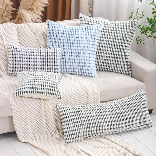 LUOYEHK Boho Throw Pillow Covers 16x16 Inch Set of 2 Chenille Tufted Pillowcase Farmhouse Neutral Cushion Covers for Couch Sofa Bed Living Room, Black Gray - color: Black Gray, size: 16" x 16" (Pack of 2)