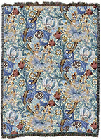Pure Country Weavers William Morris Golden Lily Blue Blanket XL - Arts & Crafts - Gift Tapestry Throw Woven from Cotton - Made in the USA (82x62) - color: Blue, size: X-Large
