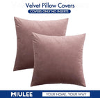 MIULEE Velvet Throw Pillow Covers 16x16 Inch, Pack of 2 - Jam, Soft Solid Decorative Pillow Covers Cushion Cases Modern Luxury Home Decor for Spring Couch Sofa Bedroom Livingroom
