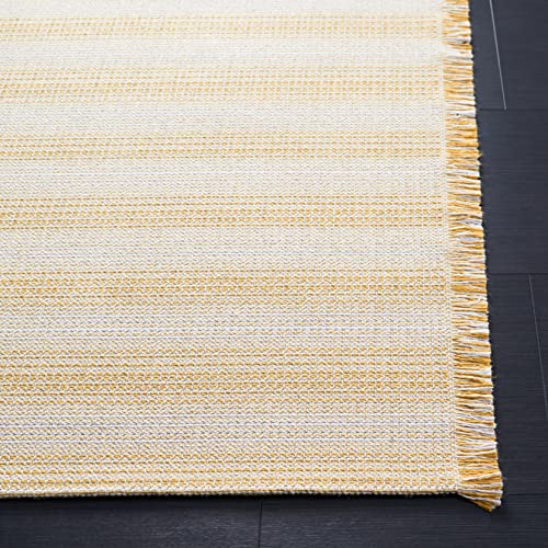 SAFAVIEH Augustine Collection Runner Rug - 2' x 9', Ivory & Yellow, Cotton Stripe Fringe Design, Non-Shedding & Easy Care, Ideal for High Traffic Areas in Living Room, Bedroom (AGT501C) - color: Ivory/Yellow, size: 2' x 9' (Runner)