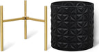 ARNIS Modern Planter Pots, Set of 2 Large Planters with Stand, Decorative Planters, Metal Pots with Drainage Holes for Living Room, Office, Garden or Balcony, 10.5 &12.25 Inch, Matte Black