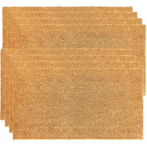 KANKUN Coco Coir Door Mat with Heavy Duty Backing, Welcome Doormat (17" x 30"), Doormat Entrance (Plain - 8Pack) - color: Plain - 8pack